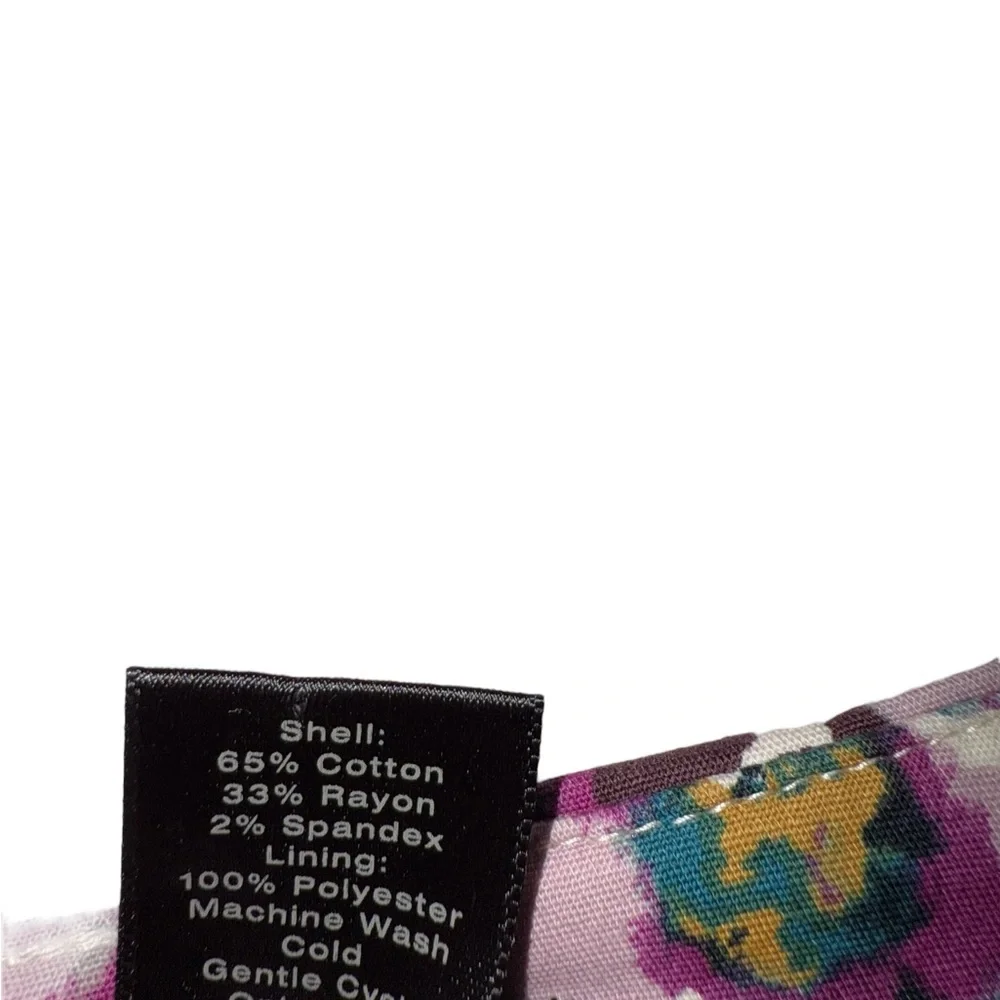 Ann Taylor Factory Cotton Purple and Cream Floral Pencil Skirt Size 10